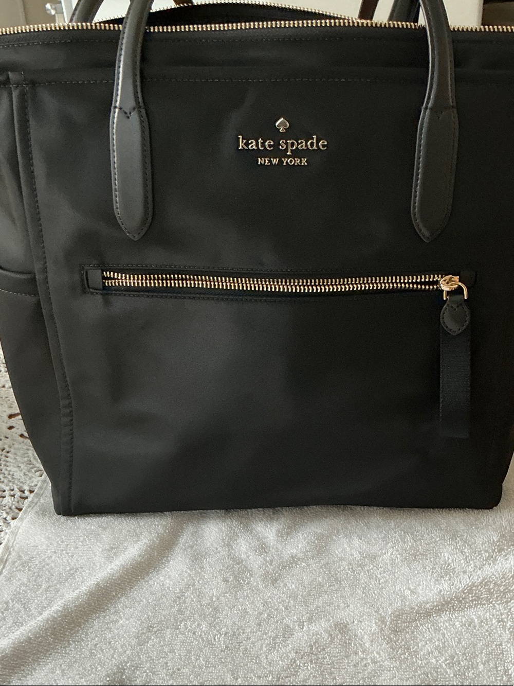 kate spade Black Tote with Front Zip and Gold Hardware